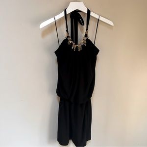 Janine ~Vintage Black Cocktail Mini Halter Dress in size XS